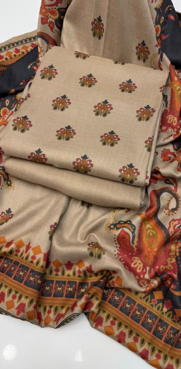 Indian Pashmina Printed- 3 Piece- Unstitched Collection'26