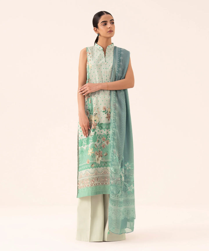 Sapphire- 3 Piece - Printed Viscose Linen Suit
