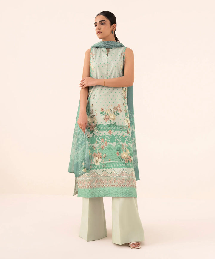 Sapphire- 3 Piece - Printed Viscose Linen Suit
