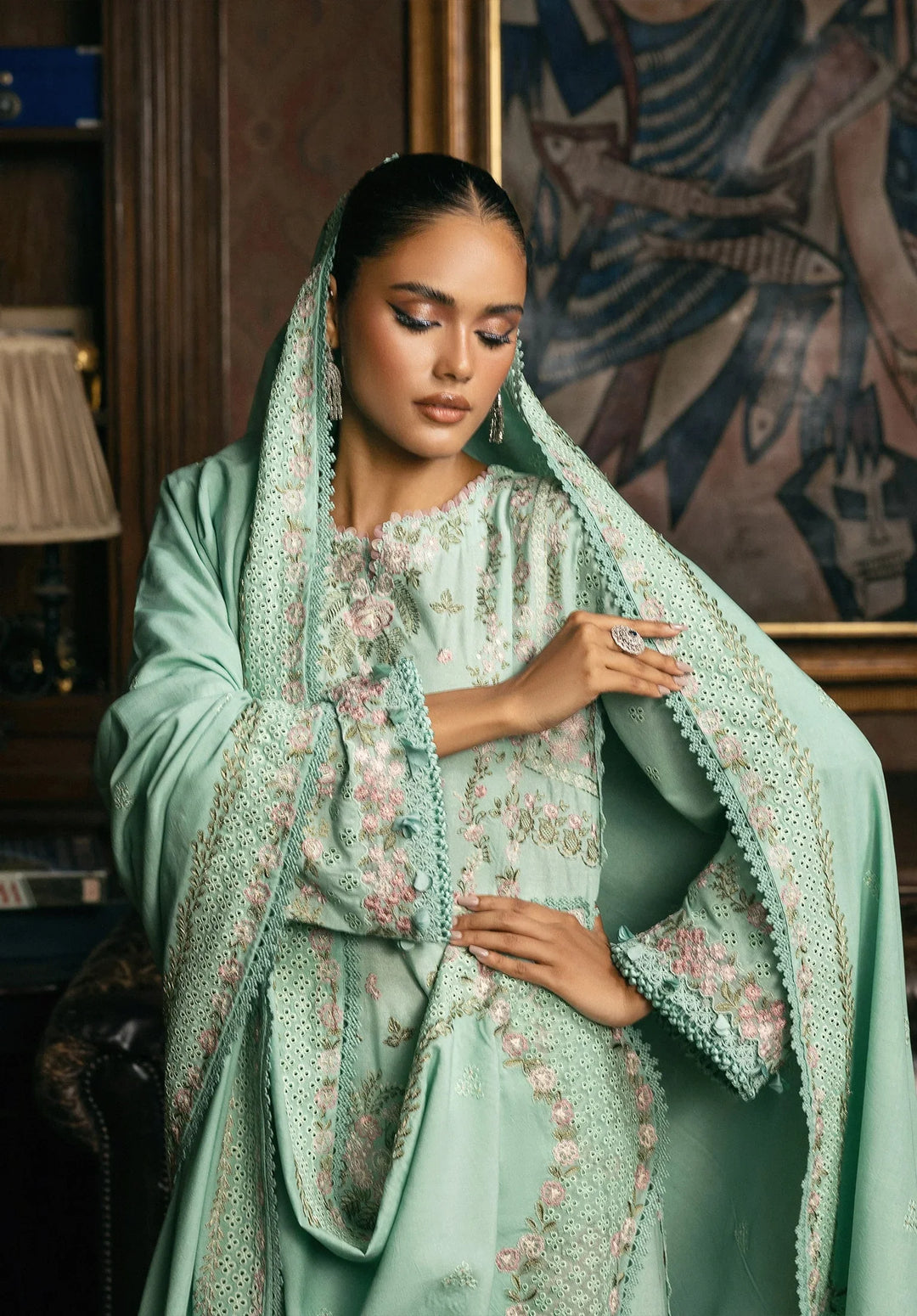 ELAF- Unstitched Luxury Karandi 3 Piece- EWK-5B FLORAZURE