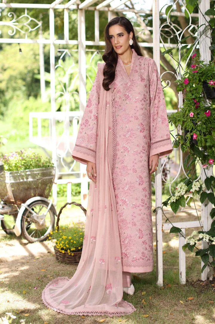 Bareeze karandi 3pcs with pure chiffon dupatta
