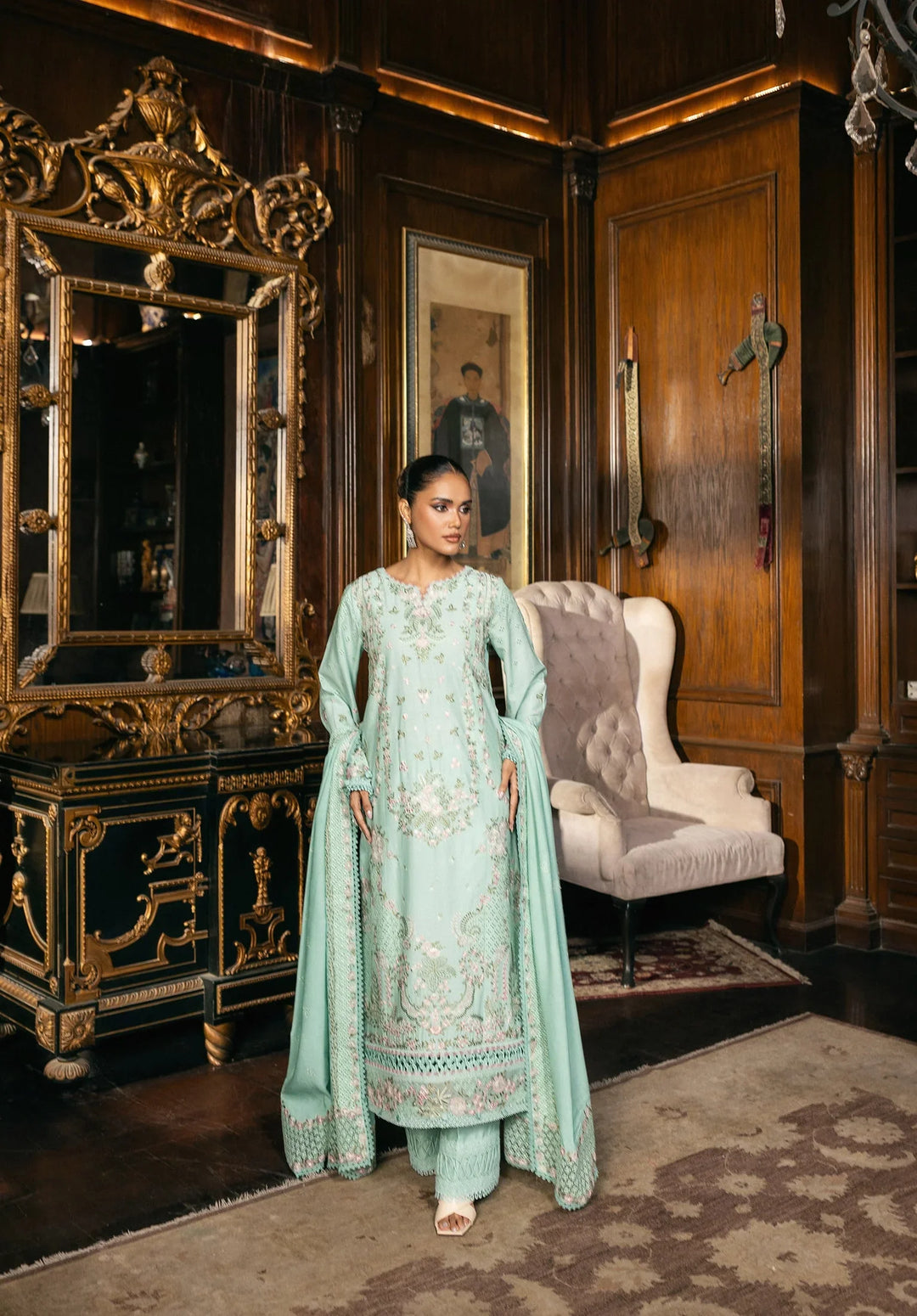 ELAF- Unstitched Luxury Karandi 3 Piece- EWK-5B FLORAZURE