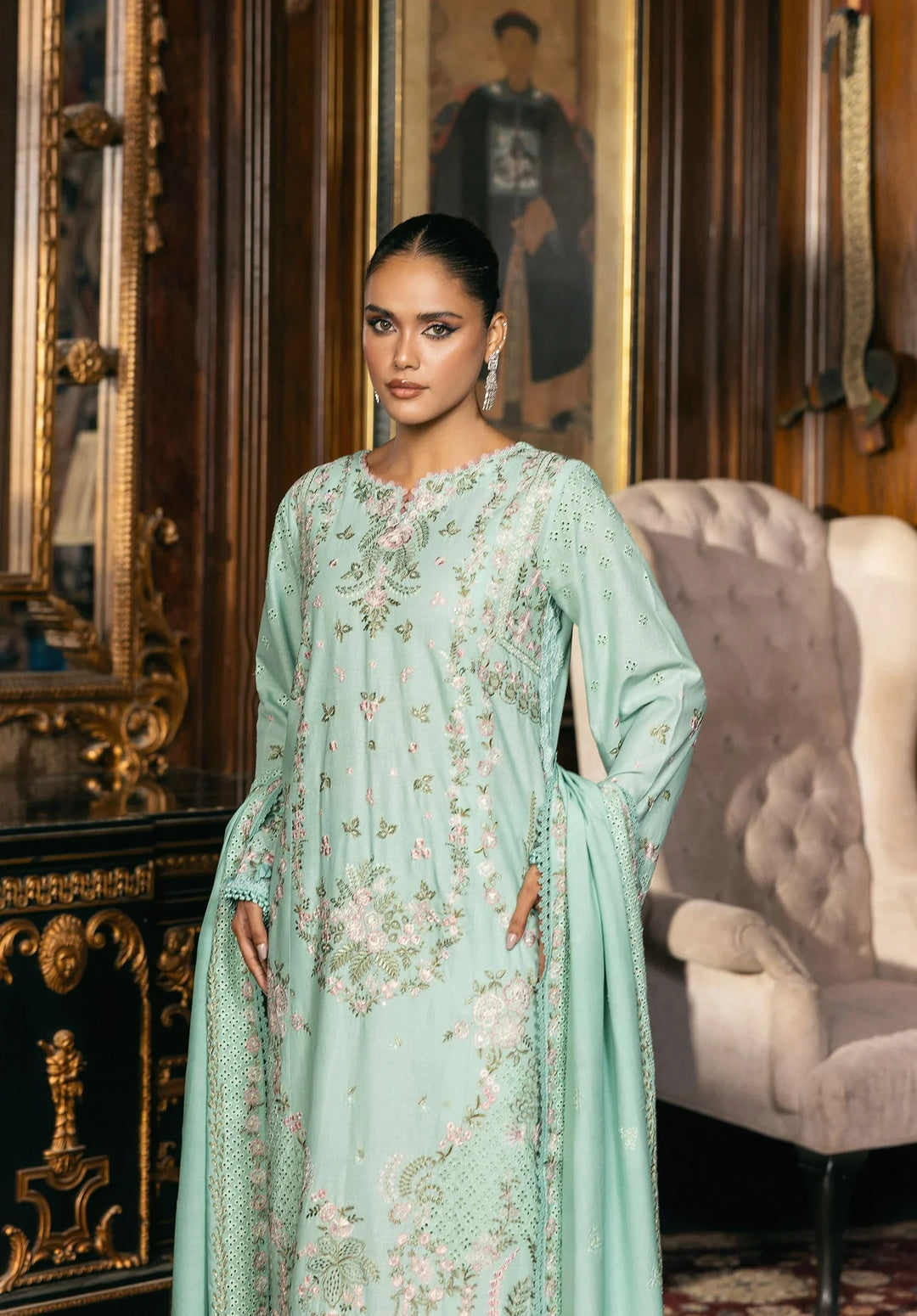 ELAF- Unstitched Luxury Karandi 3 Piece- EWK-5B FLORAZURE