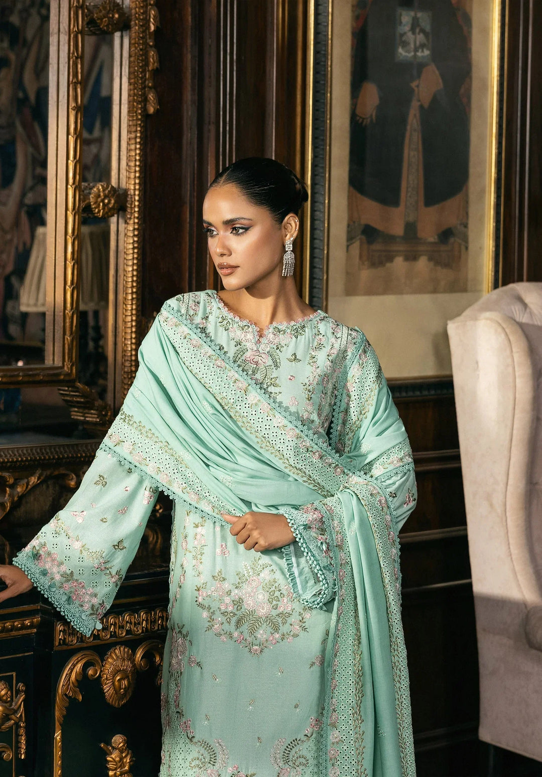 ELAF- Unstitched Luxury Karandi 3 Piece- EWK-5B FLORAZURE
