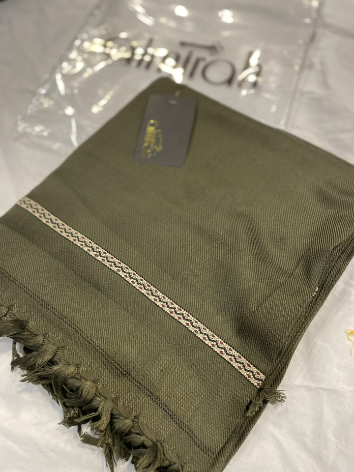 Almirah- Men's Wool Shawl- Dark Olive