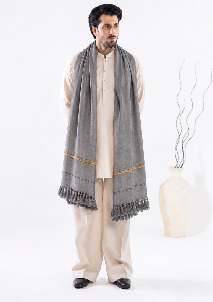Almirah- Men's Wool Shawl- Ash Grey