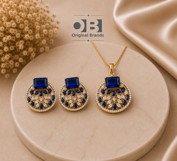 Sapphire Royale- Gold Plated Jewelry Set