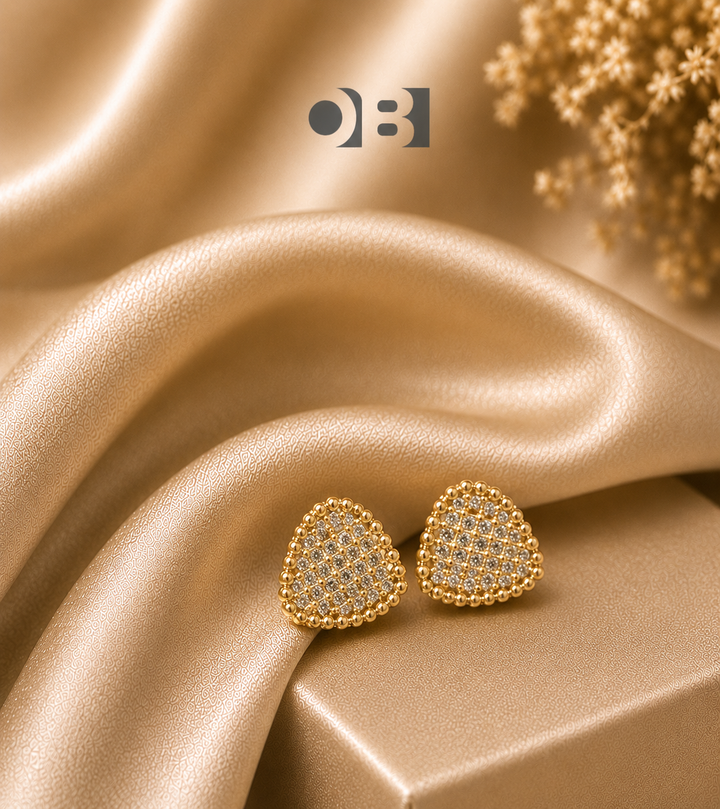 Aurora Clover Triangle Stud Earrings – Gold Plated CZ Earrings (Available in  Gold, Dark Pink, Black, Blue & Green)
