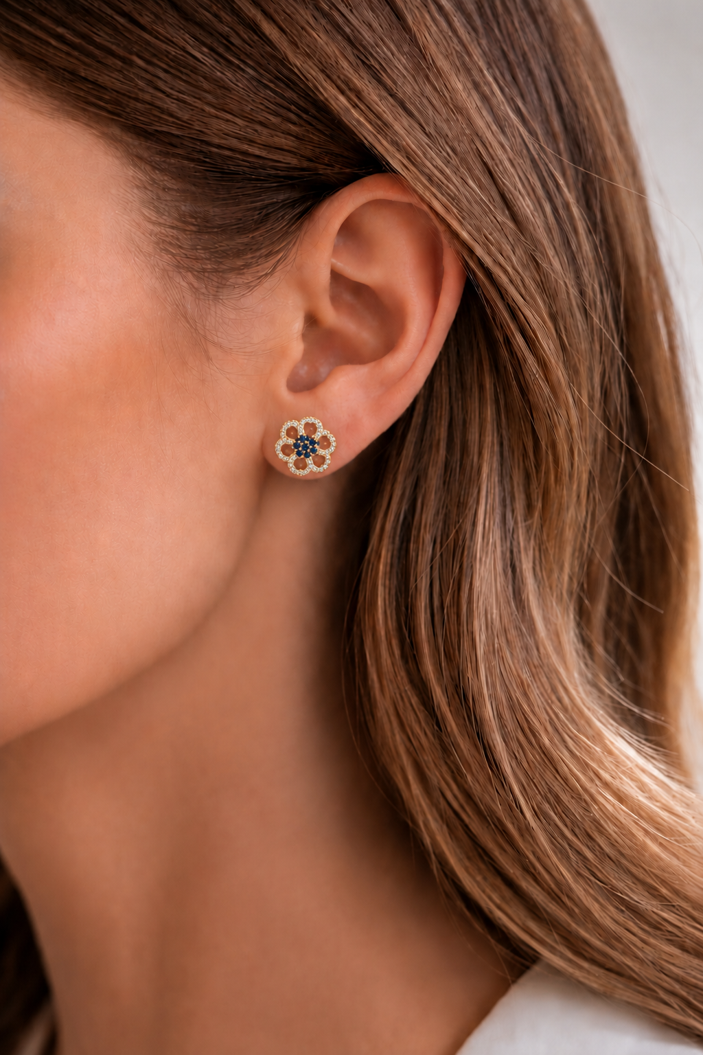 Midnight Bloom Black Floral Stud Earrings