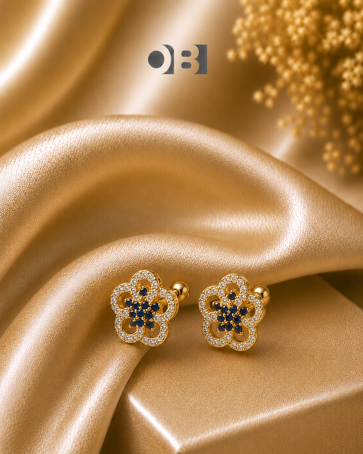 Midnight Bloom Black Floral Stud Earrings