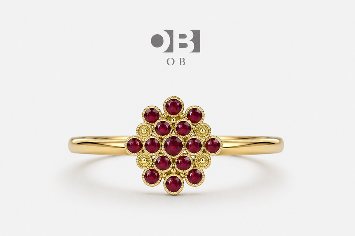 Crimson Blossom Ring