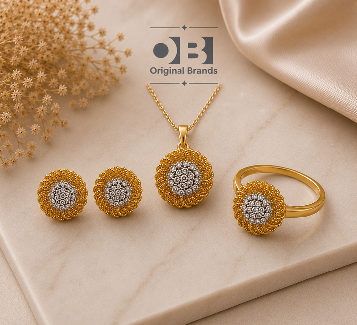 Golden Blossom Floral Jewelry Set