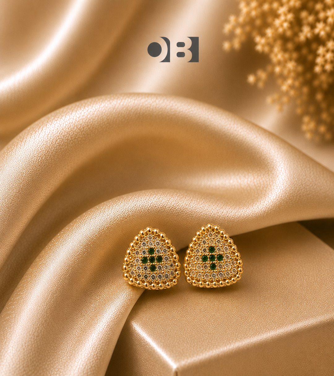 Aurora Clover Triangle Stud Earrings – Gold Plated CZ Earrings (Available in  Gold, Dark Pink, Black, Blue & Green)