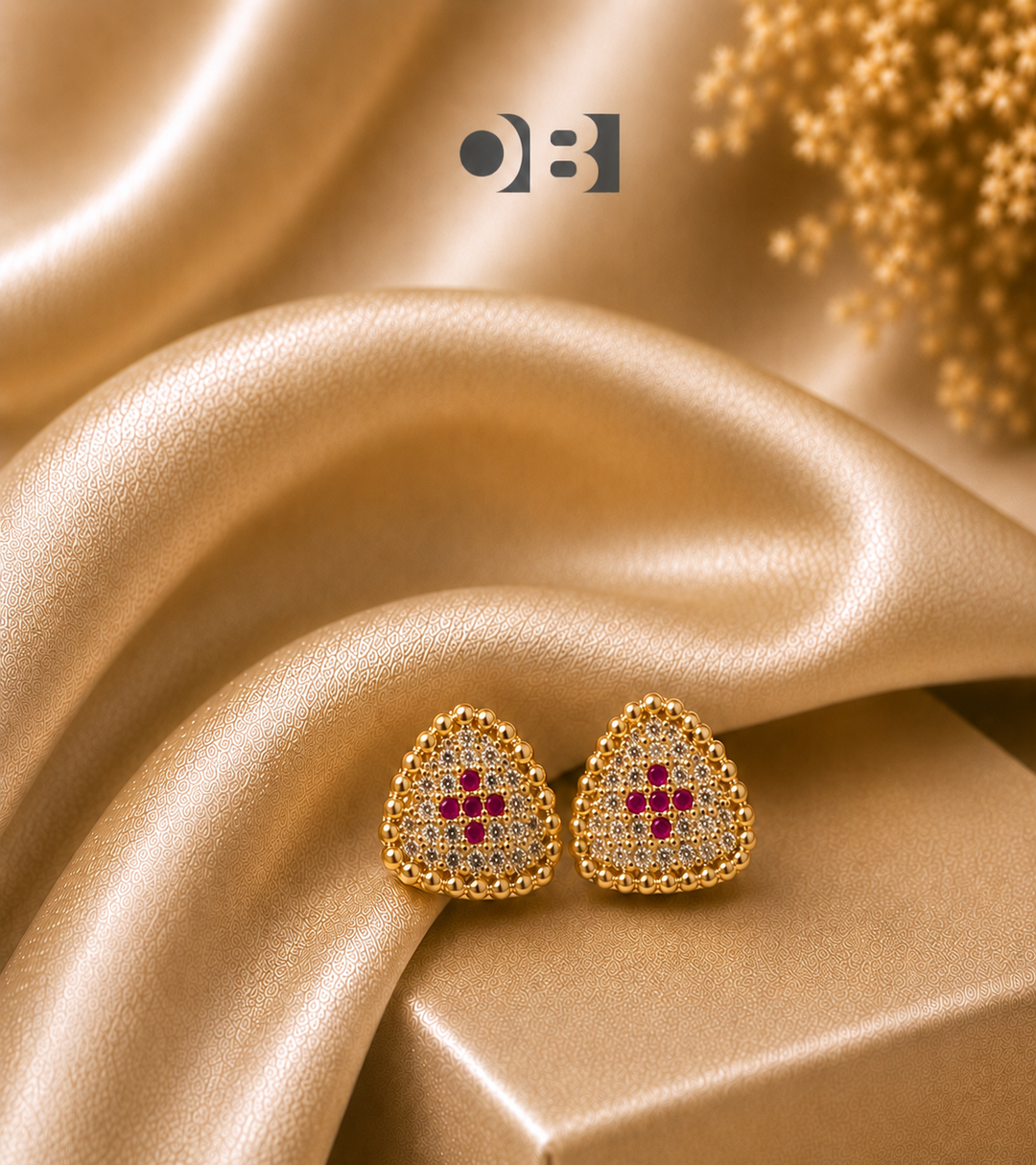Aurora Clover Triangle Stud Earrings – Gold Plated CZ Earrings (Available in  Gold, Dark Pink, Black, Blue & Green)