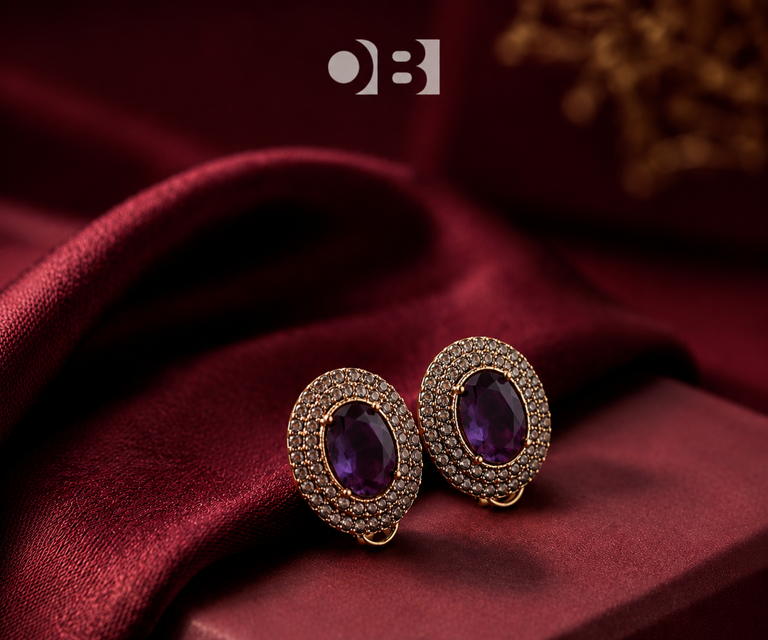 Oval GemStone Stud Earrings- Available in 3 colors