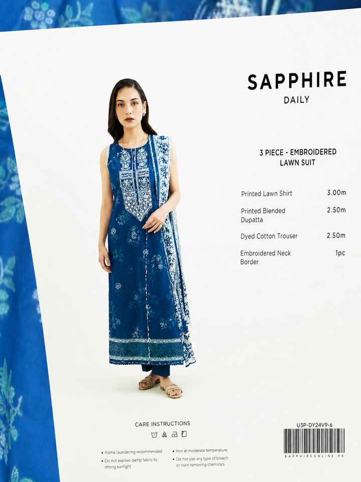 3 Piece- Sapphire Andaaz Embroidered Zari Lawn Suit