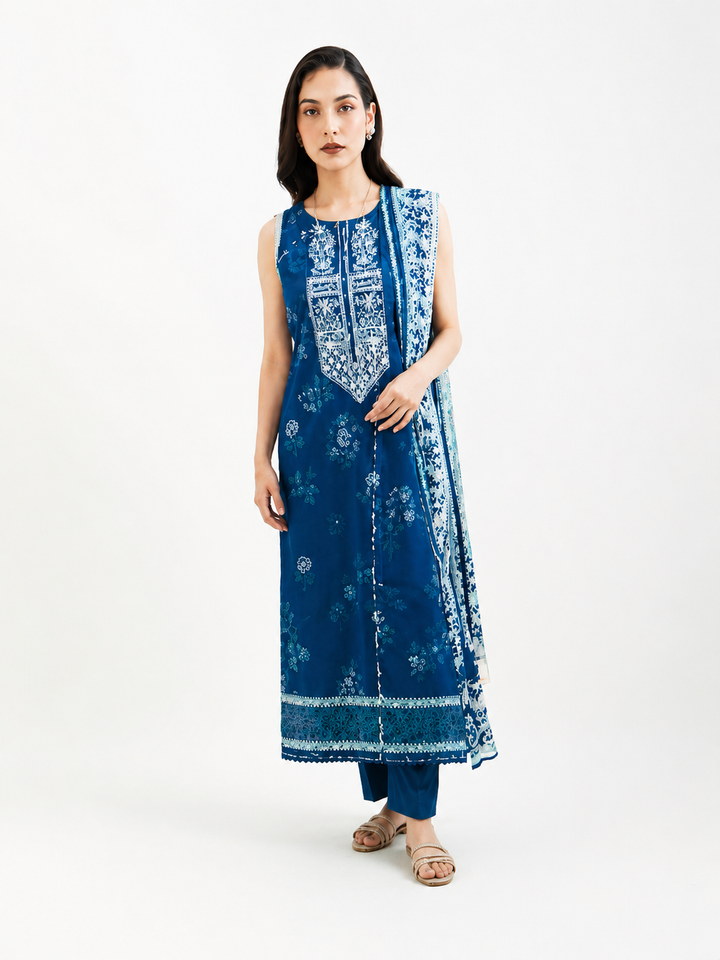 3 Piece- Sapphire Andaaz Embroidered Zari Lawn Suit
