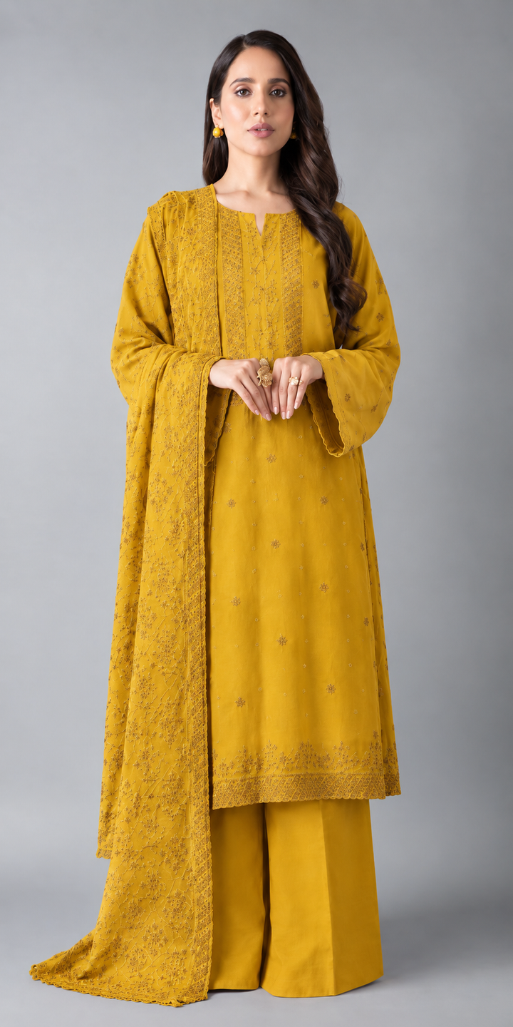 Bareeze Karandi 3pcs with Embroidered Shawl