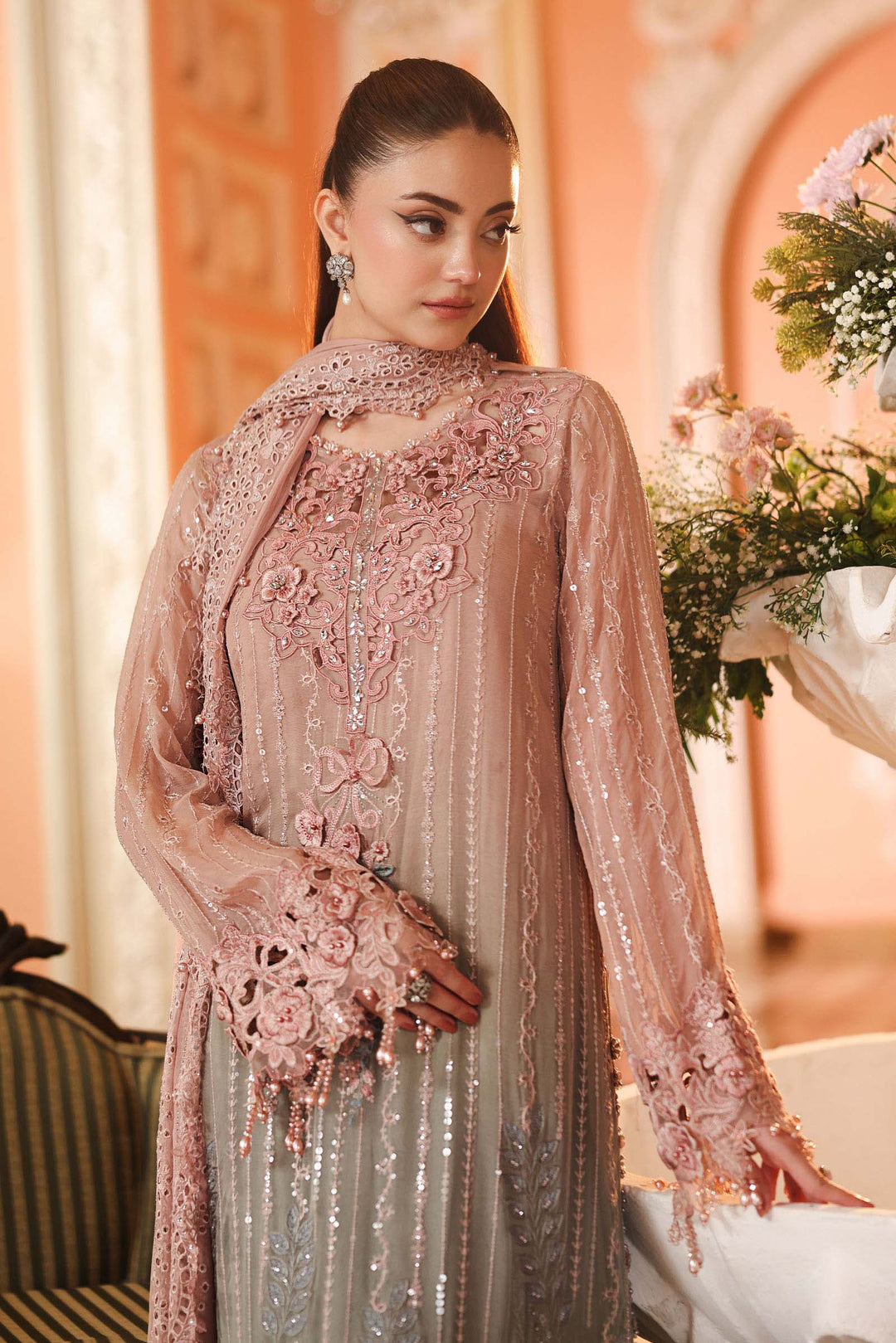 MARIA-B- 3 Piece Embroidered Chiffon Suit