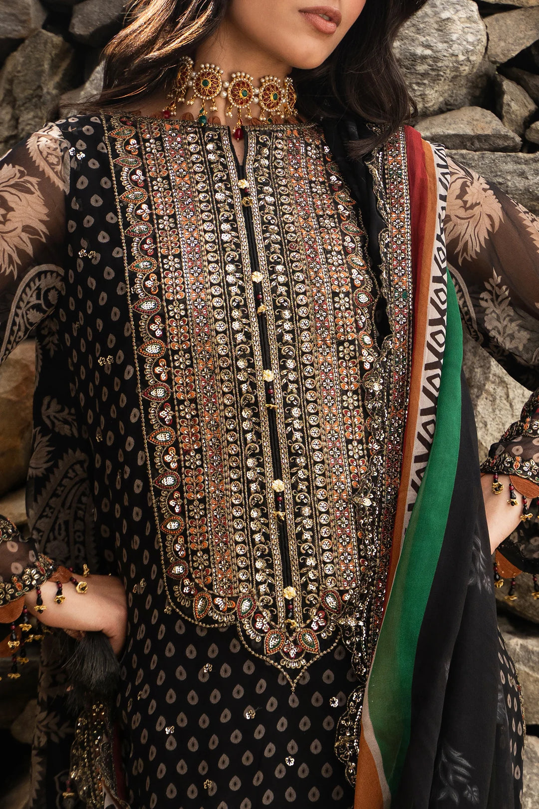 Charizma- 3-PC Unstitched Embroidered Chiffon Collection VSLW6-15