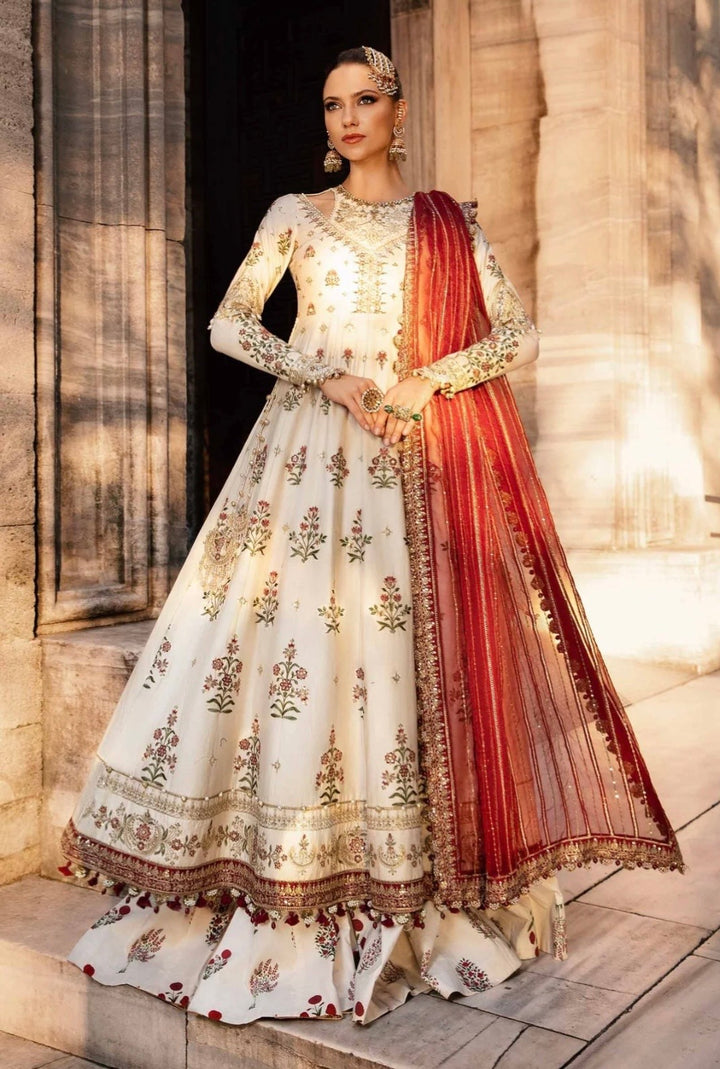 Maria-b|Unstitched embroidered cotton satin suit