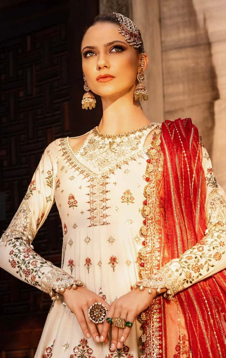 Maria-b|Unstitched embroidered cotton satin suit
