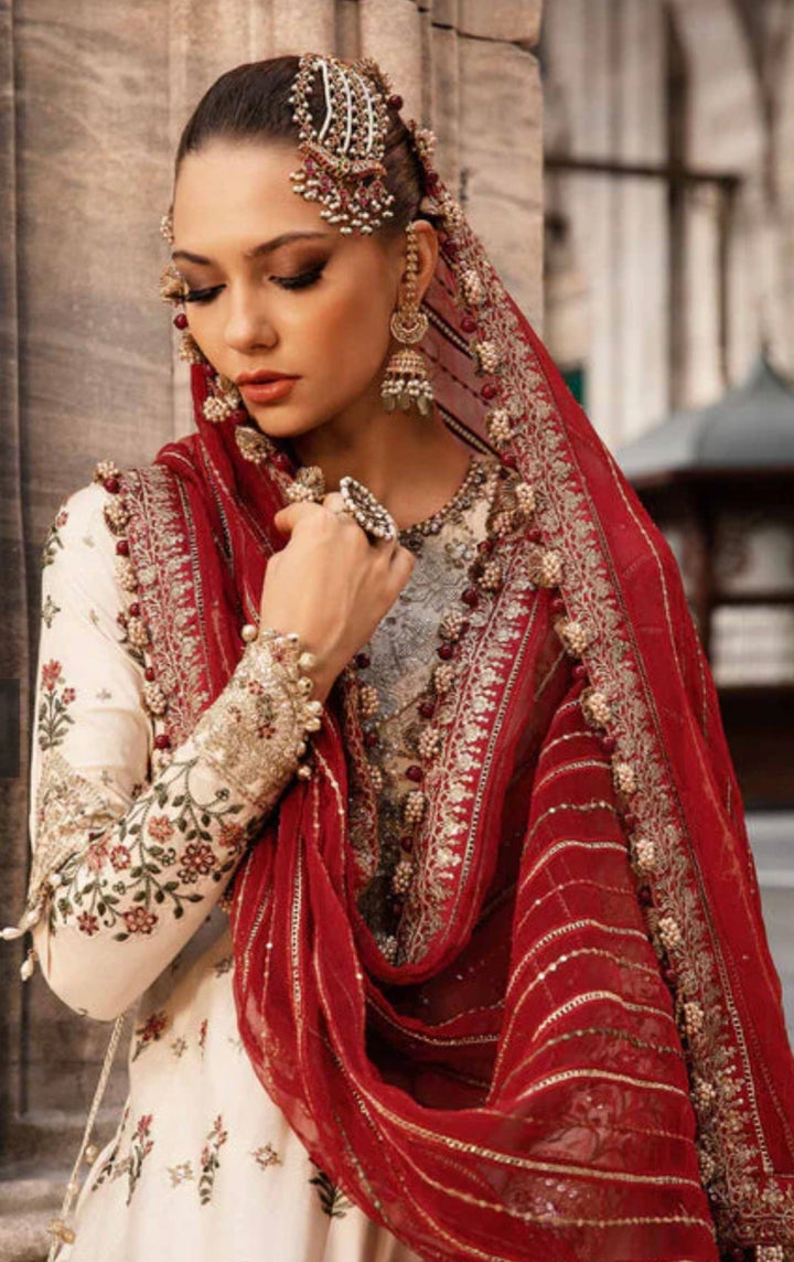Maria-b|Unstitched embroidered cotton satin suit