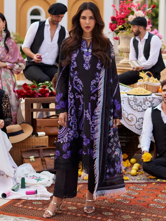 Mushq Te Amo Embroidered Lawn Unstitched 3Pc Suit-  Sardinia Splendor