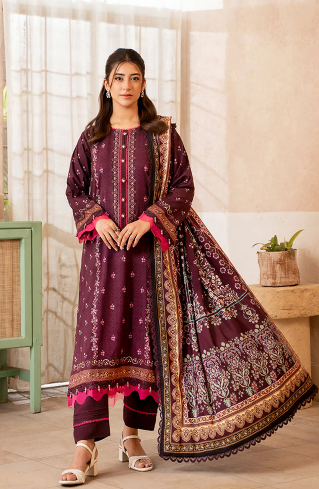 Mausummery Printed Linen Winter Unstitched – Iris