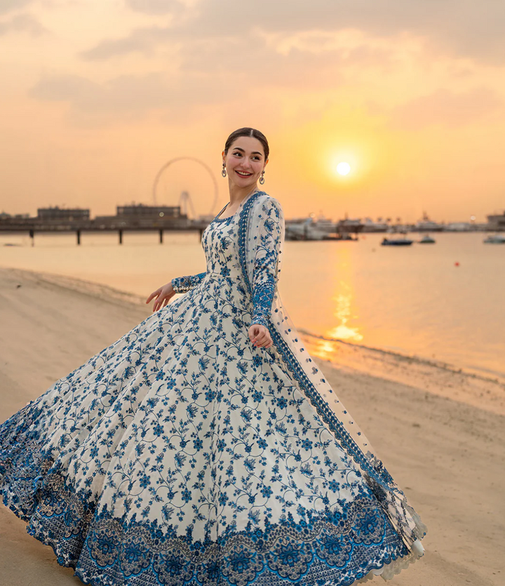 Faiza Saqlain Blue Frock Premium Pure Lawn Embroidery 2026