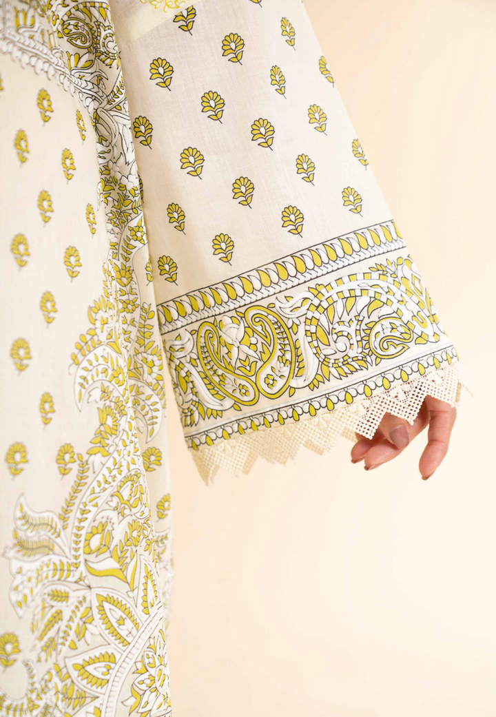 3 Piece - Nishat Linen Flatbed Paste Embroidered Suit