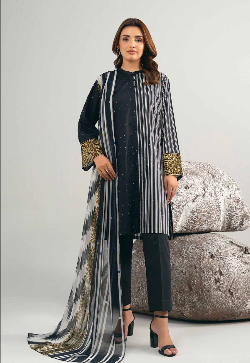 3 Piece -Nishat Linen Printed Embroidered Suit - 42502030