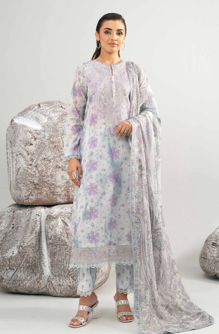 3 Piece -Nishat Linen Digital Printed Embroidered Suit - 42502045