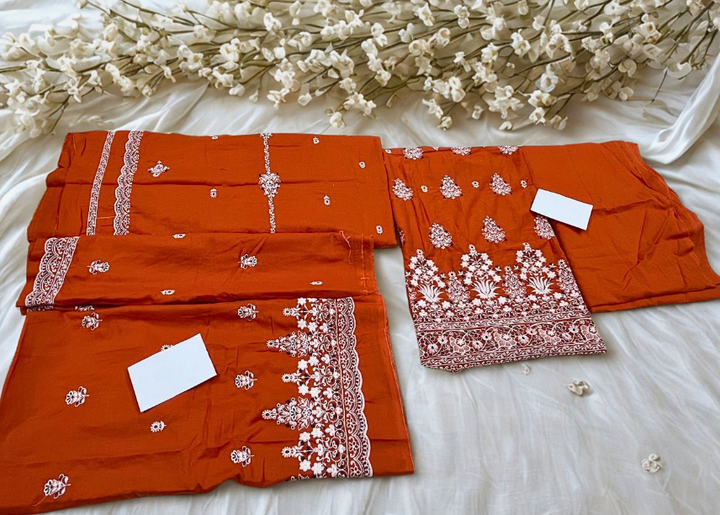 Image- Winter Cotton Unstitched Embroidery 3 piece