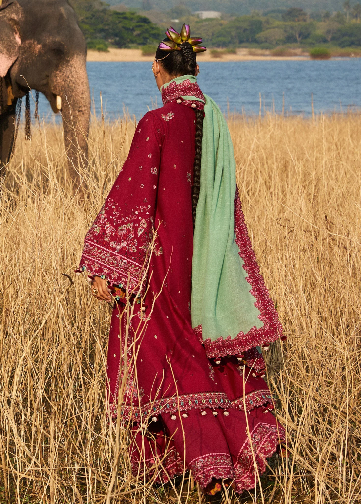Mahogany- Maroon Luxury Lawn Suit By- Hussain Rehar