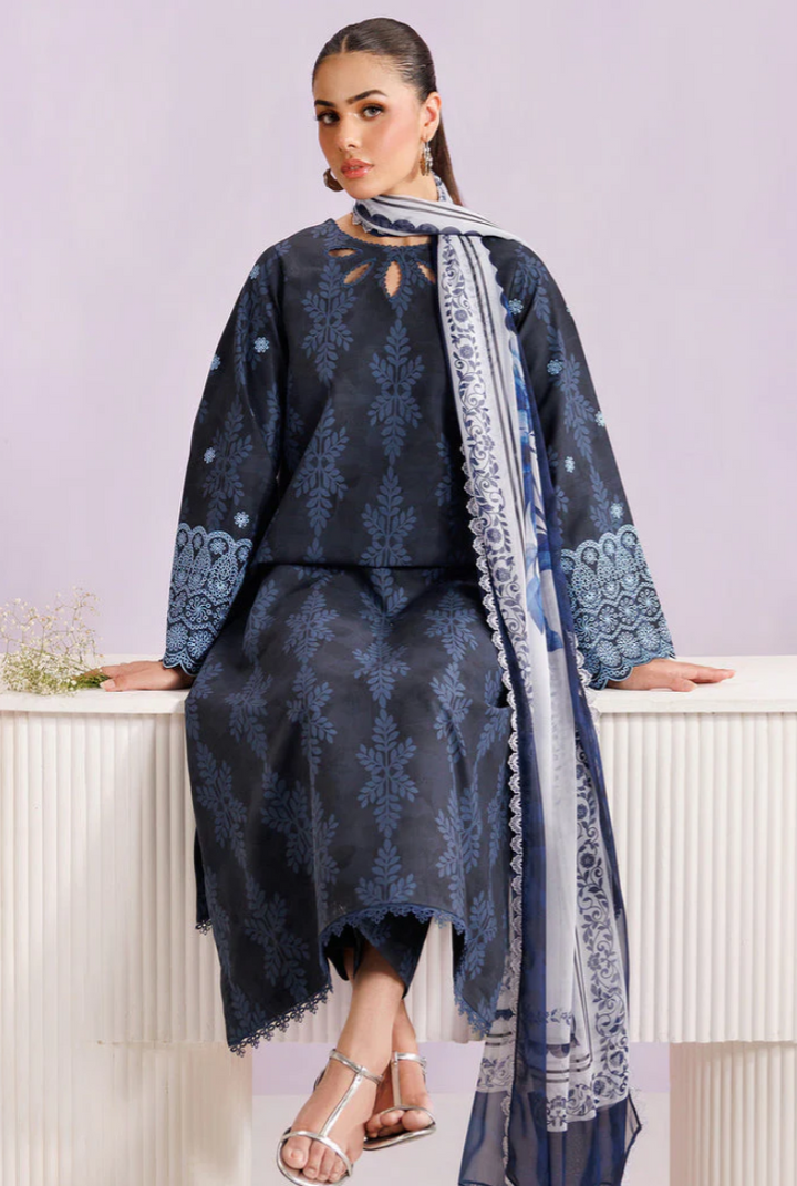 Farasha Summer Essentials Embroidered Lawn Unstitched 3Pc Suit - Soft Fable