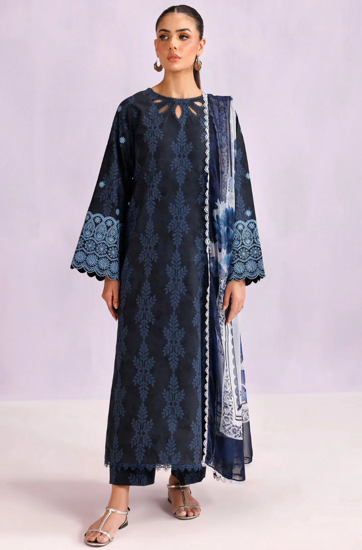 Farasha Summer Essentials Embroidered Lawn Unstitched 3Pc Suit - Soft Fable