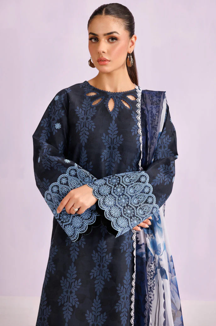 Farasha Summer Essentials Embroidered Lawn Unstitched 3Pc Suit - Soft Fable