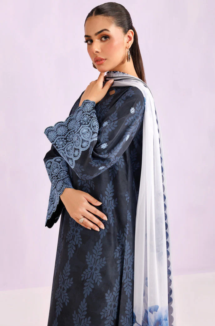 Farasha Summer Essentials Embroidered Lawn Unstitched 3Pc Suit - Soft Fable