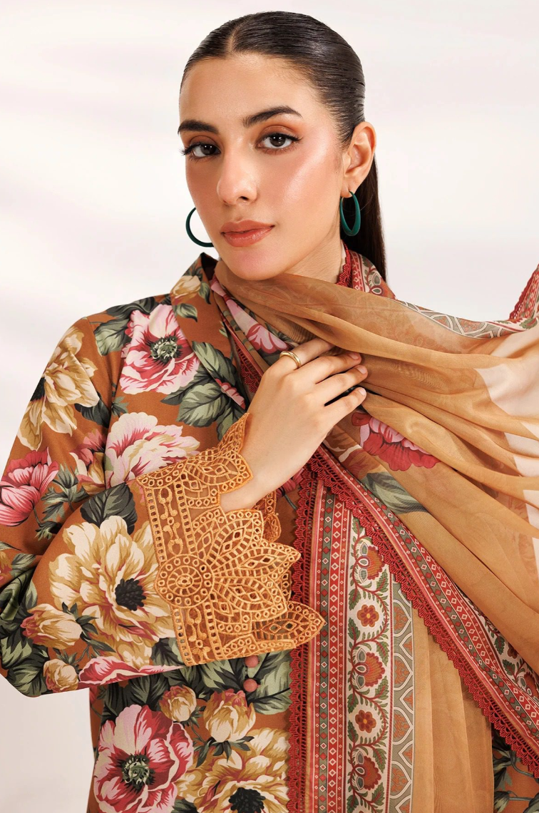 Farasha Summer Printed Essentials’26 Embroidered Lawn Unstitched 3Pc Suit -Dusk Bloom