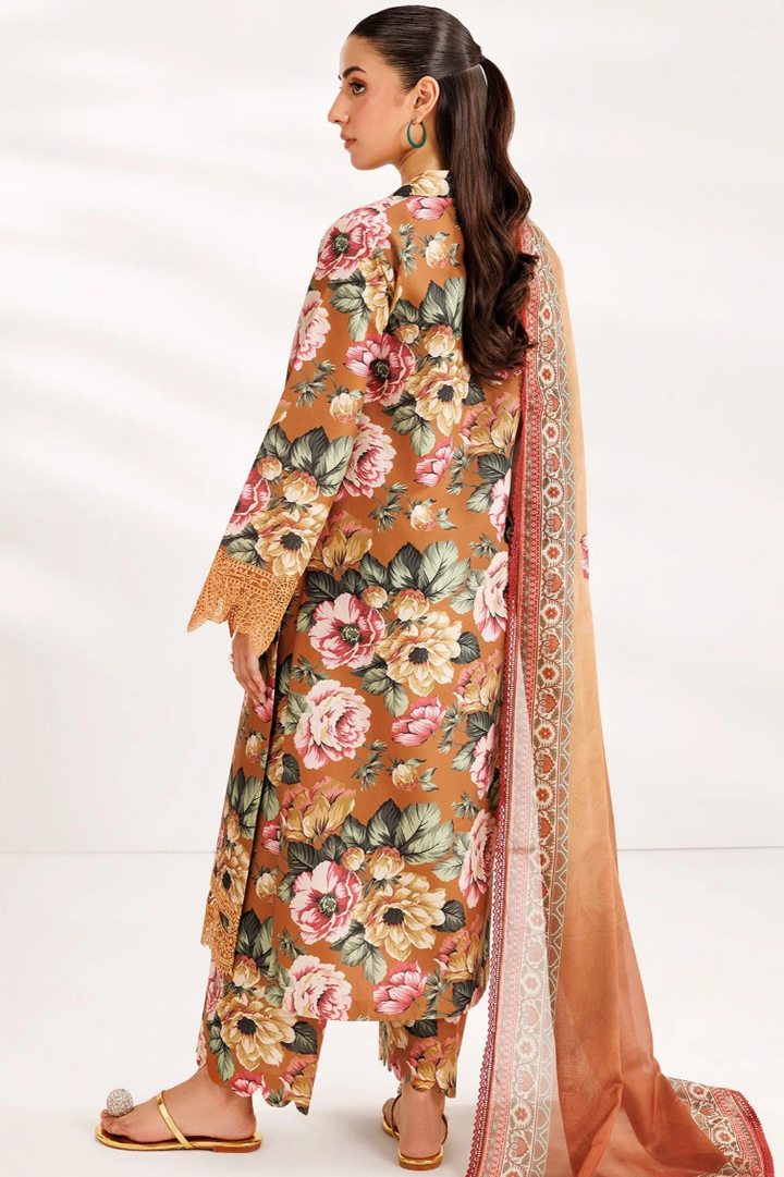 Farasha Summer Printed Essentials’26 Embroidered Lawn Unstitched 3Pc Suit -Dusk Bloom