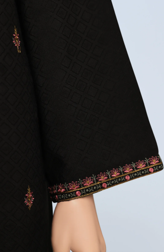 SAYA- Unstitched Embroidered Self Jacquard 3 Piece With Chiffon Dupatta