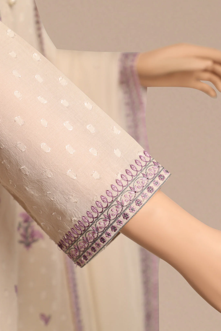 SAYA- Unstitched Embroidered Self Jacquard 3 Piece With Chiffon Dupatta