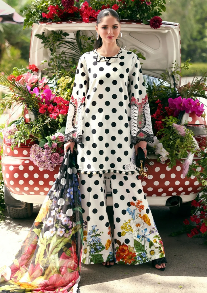 MARIA B M PRINT Vol-02 Polka Dot White Lawn Collection 2026 | 3PC Embroidered Suit
