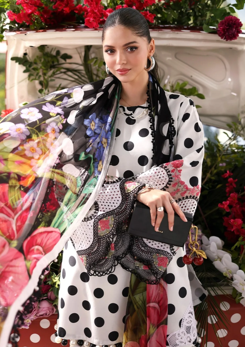 MARIA B M PRINT Vol-02 Polka Dot White Lawn Collection 2026 | 3PC Embroidered Suit
