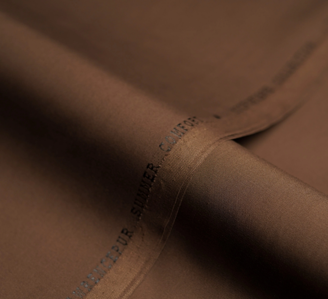 Lawrencepur- Wooden Brown Plain Summer Comfort Wash N Wear Shalwar Kameez Fabric