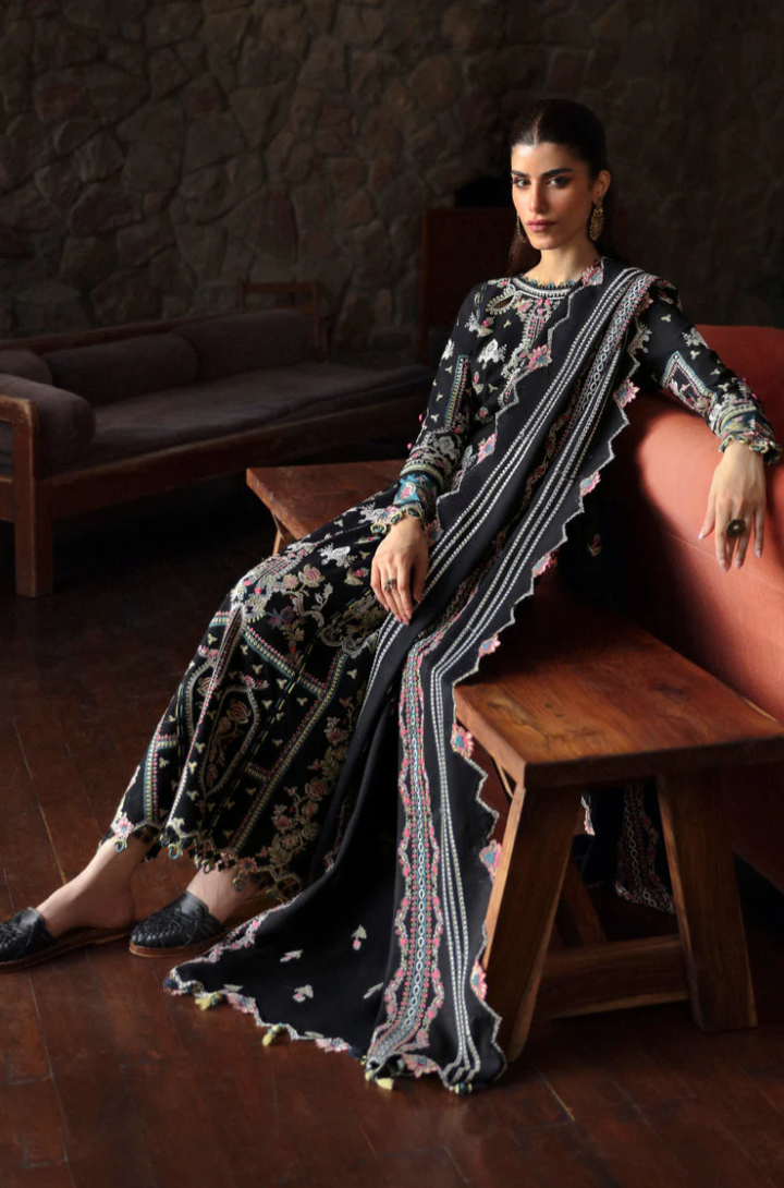 Qalamkar Qlinekari Embroidered Linen Unstitched 3Pc Suit