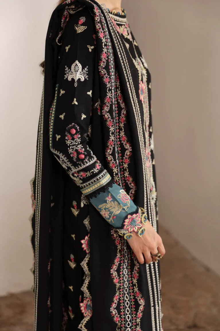 Qalamkar Qlinekari Embroidered Linen Unstitched 3Pc Suit