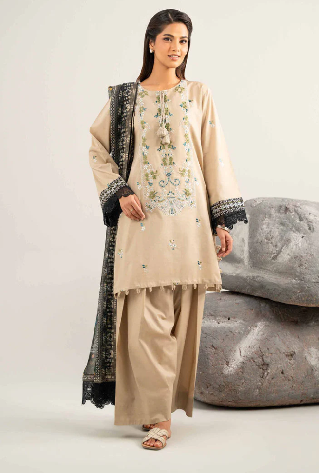 3 Piece -Nishat Linen Printed Embroidered Suit - 42502024