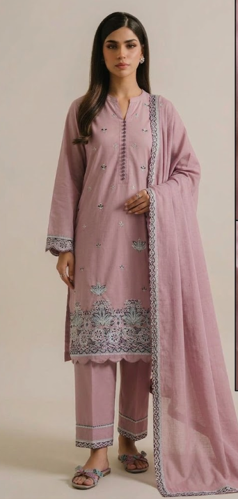 Image- Winter Cotton Unstitched Embroidery 3 piece